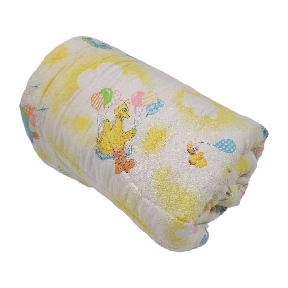 Vtg Sesame Street Kids Sleeping Bag Yellow Youth Big & Liitle Bird Prairie Dawn
